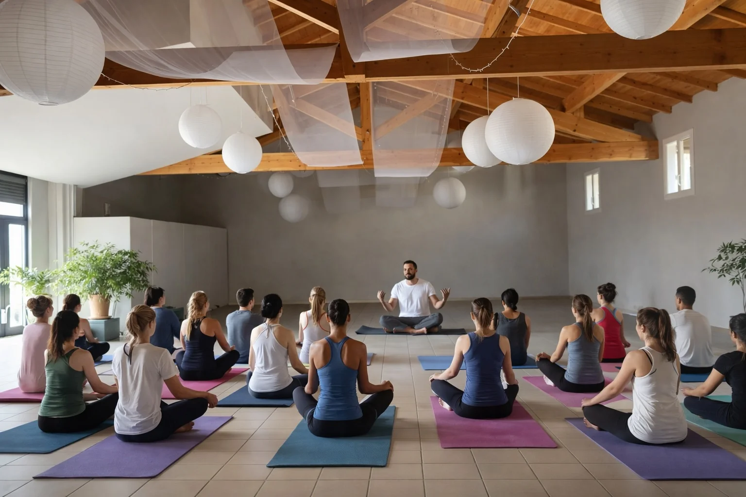 Grande salle polyvalente pour séminaires et yoga au Domaine de la Noiseraie