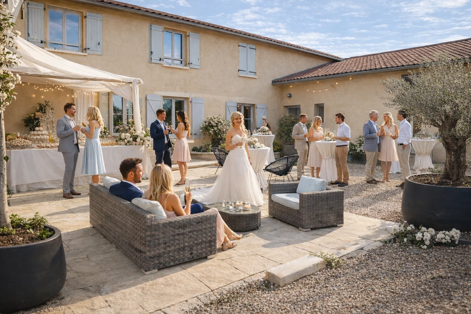 Mariage en terrasse au Domaine de la Noiseraie, Beaujolais