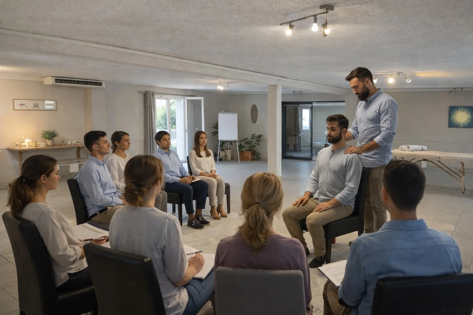 Salle équipée pour coachs et thérapeutes au Domaine de la Noiseraie